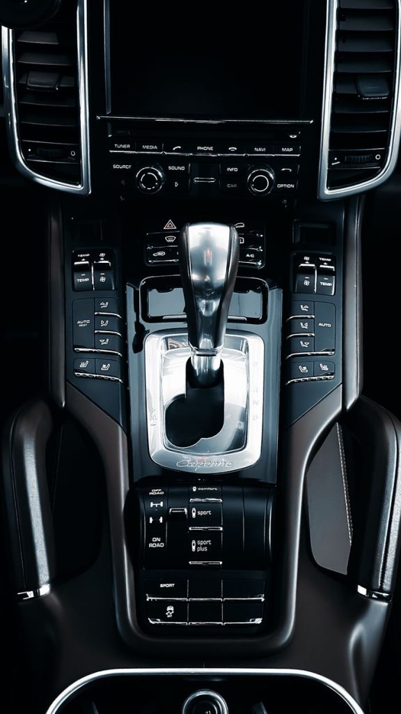 Crafting Captivating Headlines: Your awesome post title goes here Closeup view of a luxury car center console and gear shift, highlighting sleek design.